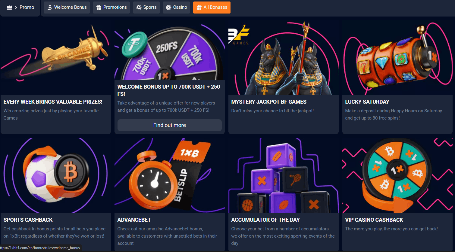Bono de Bienvenida de 1xBit Casino – Hasta 7 BTC + 250 Giros Gratis
