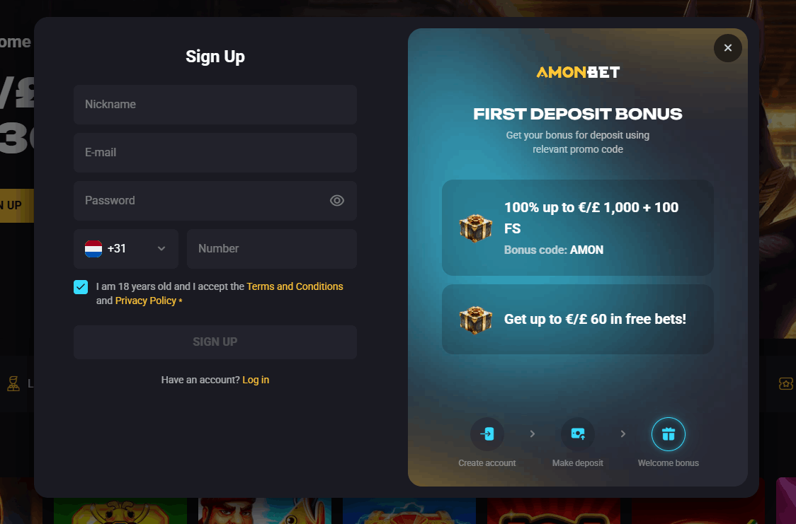 Cómo Registrarse en AmonBet Casino – Paso a Paso