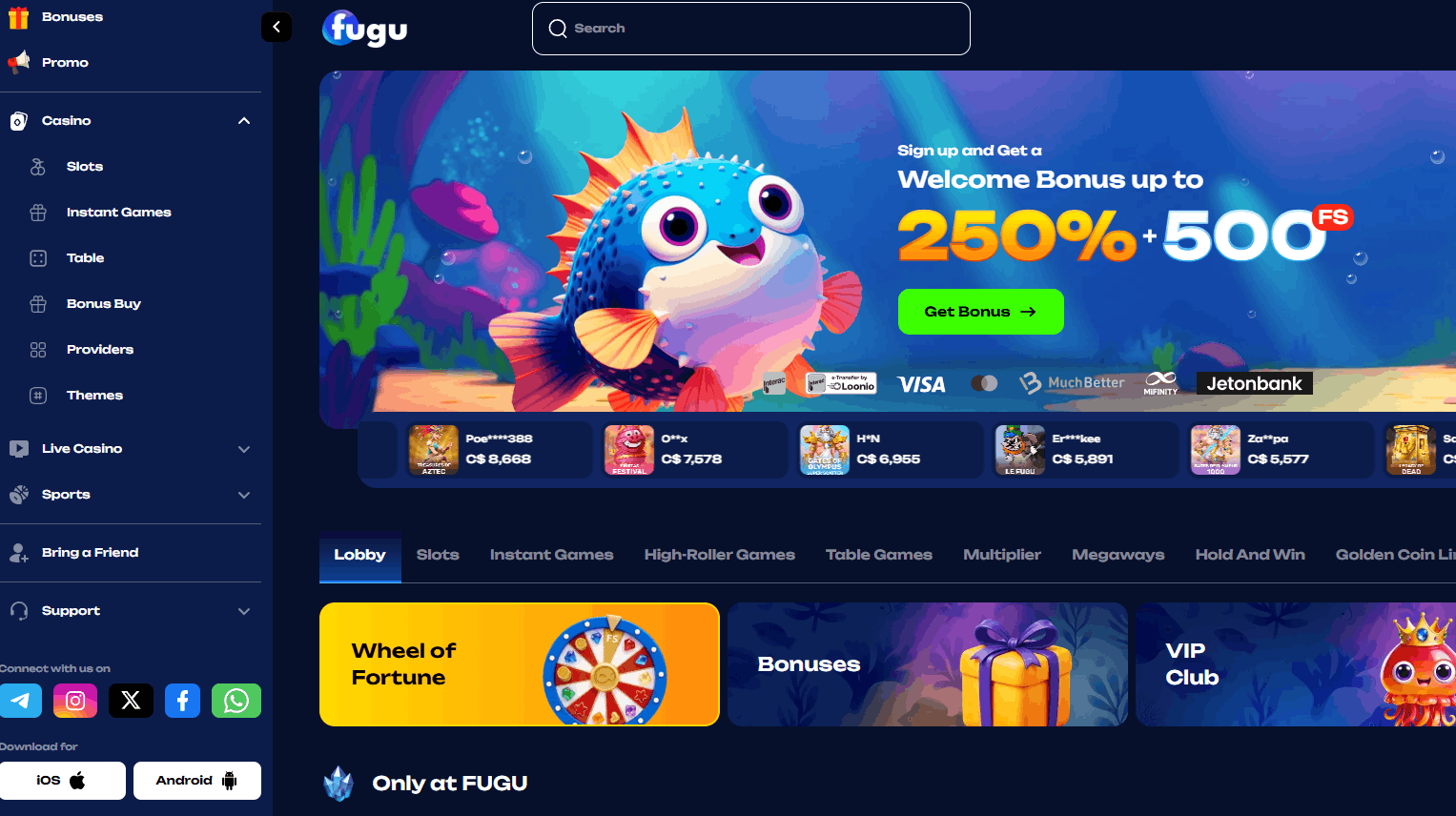 Fugu Casino – Retiros cripto rápidos y bono de bienvenida del 250%